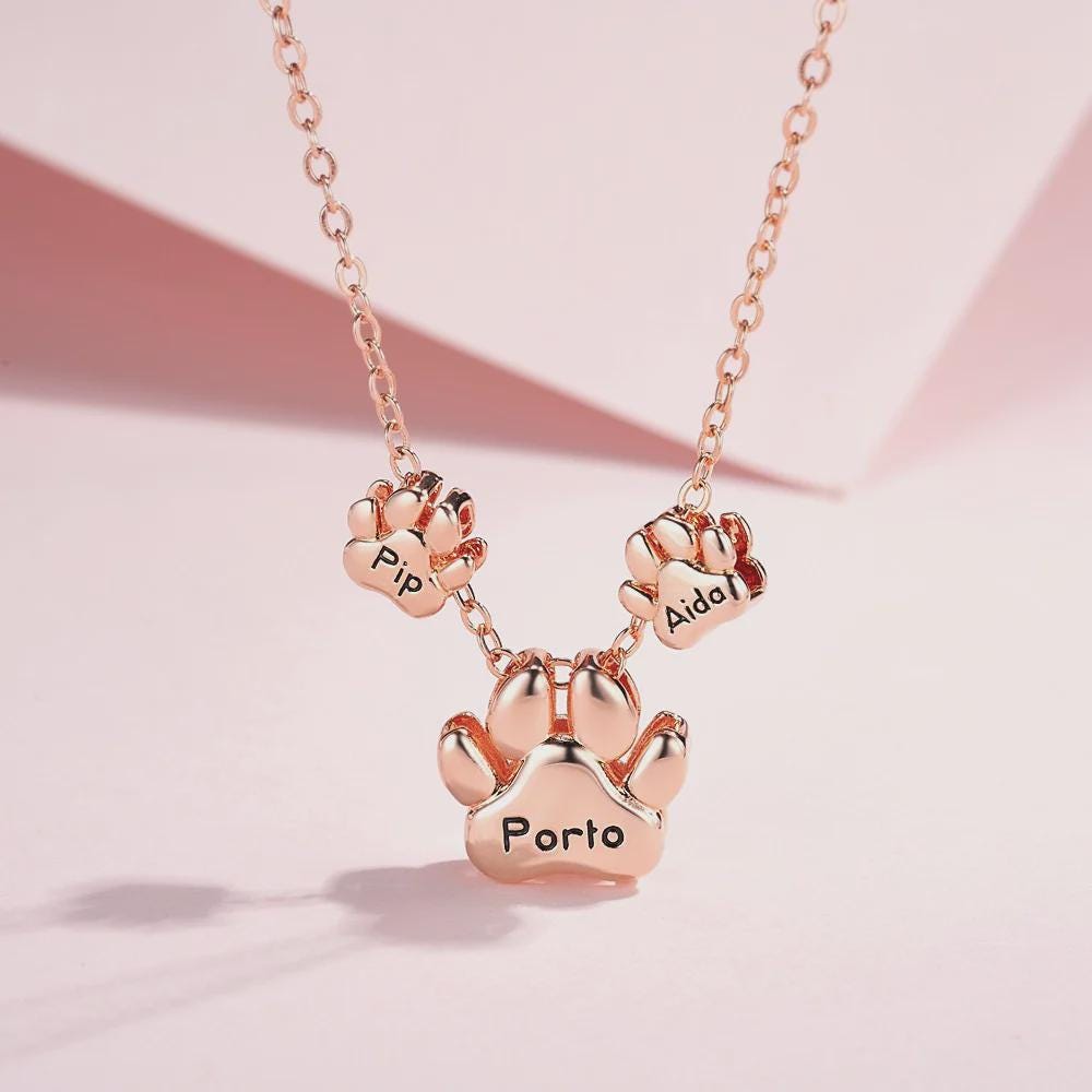 Personalized Pet Paw Bubble Pendant Necklace