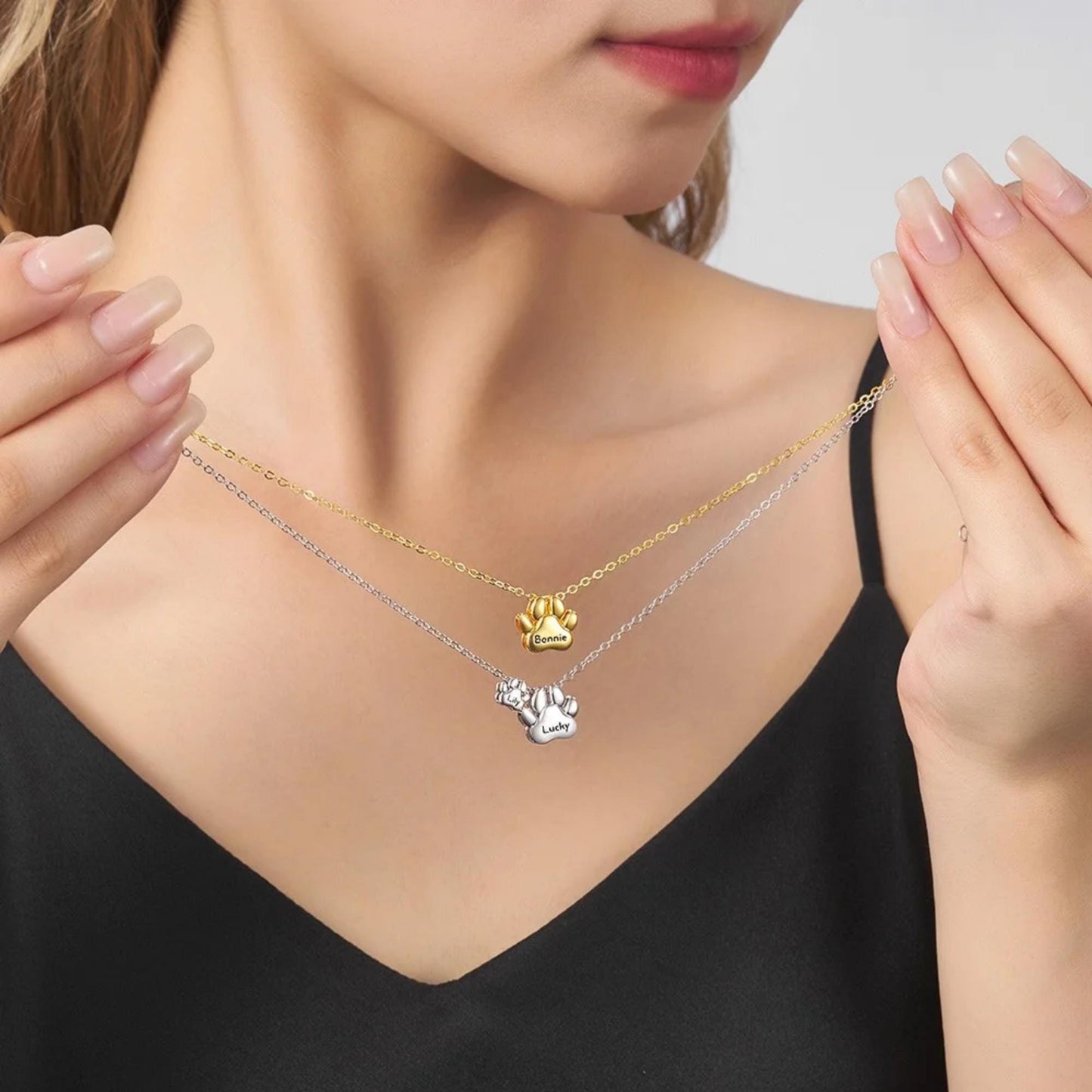 Personalized Pet Paw Bubble Pendant Necklace