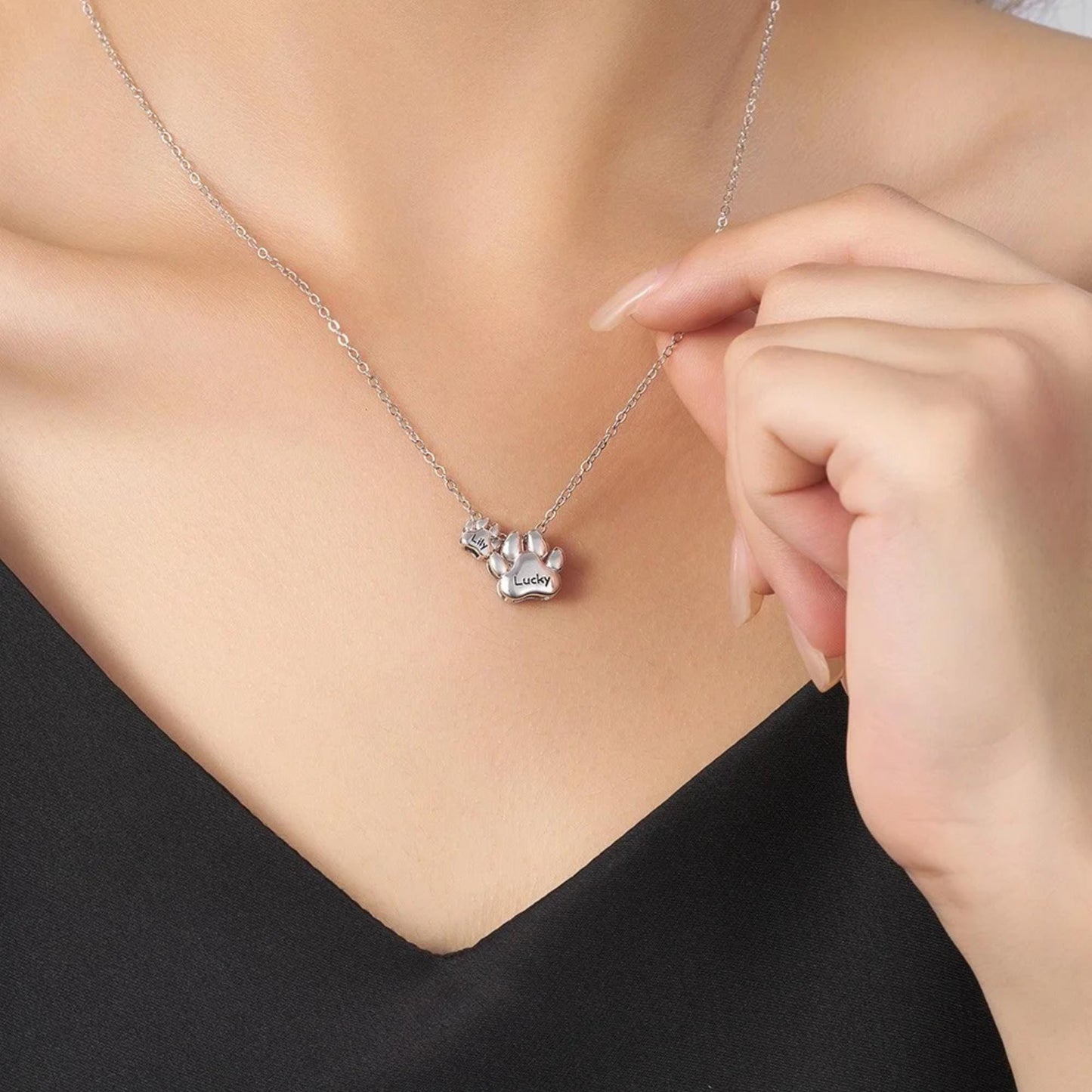 Personalized Pet Paw Bubble Pendant Necklace