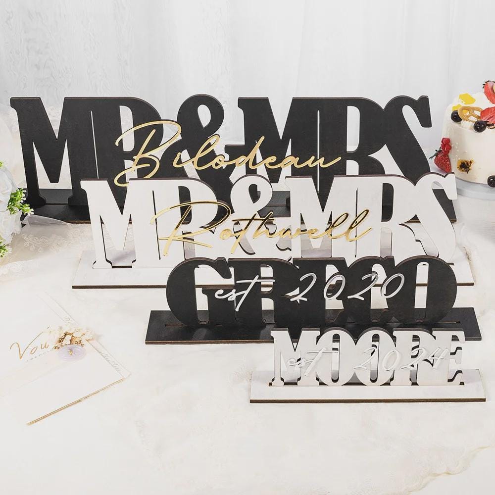 Personalized Mr and Mrs Wedding Name Sign