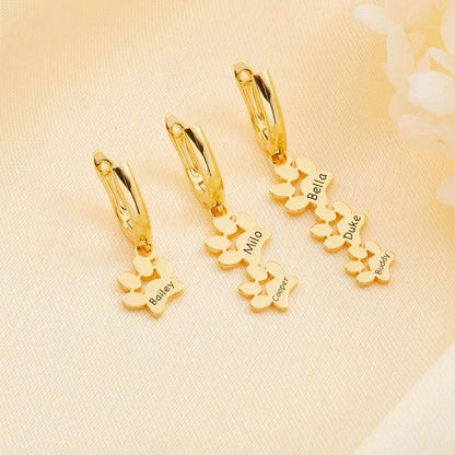 Personalized Dog Paw Print Huggie Earrings