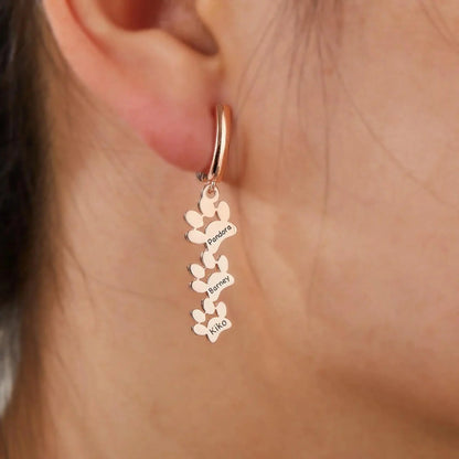 Personalized Dog Paw Print Huggie Earrings