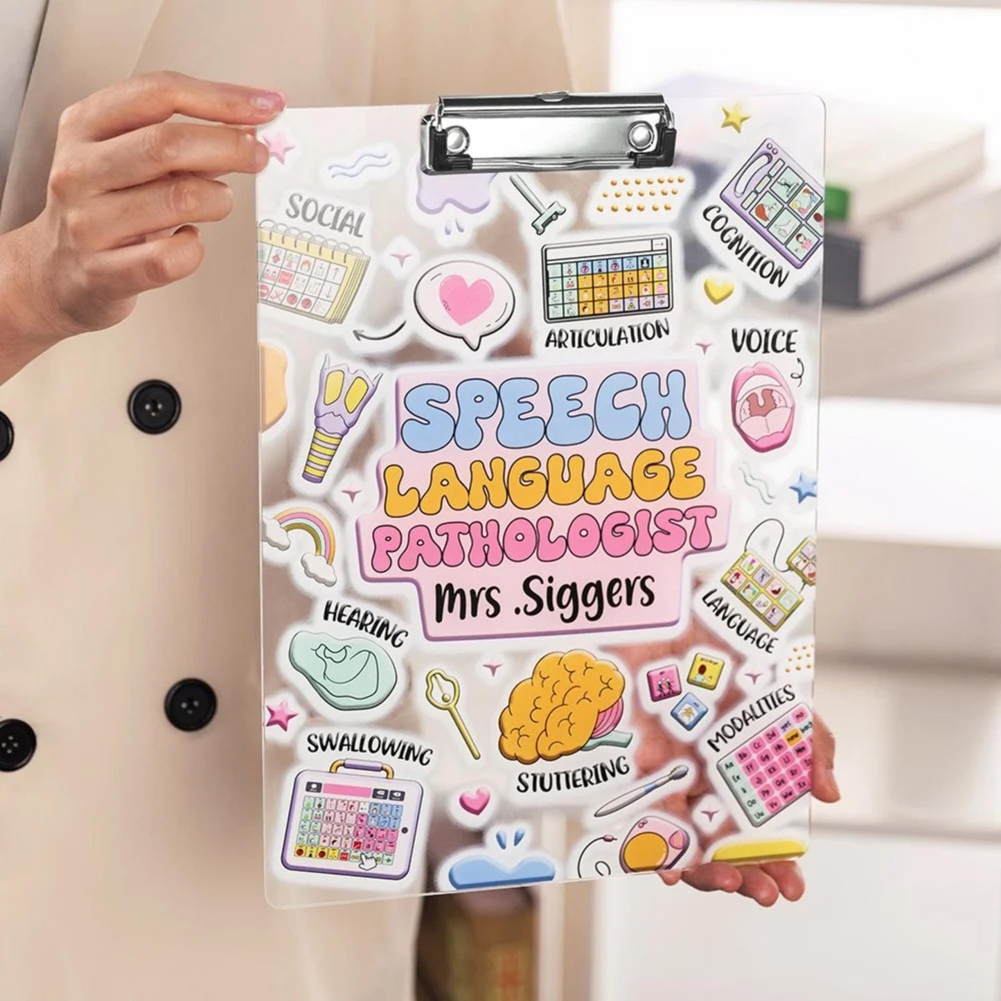 Personalized Speech Therapist Acrylic Clipboard