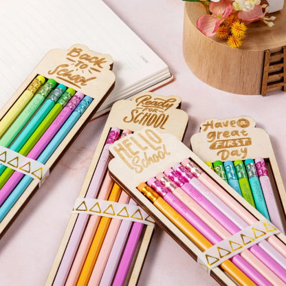 Set of 6 Personalized Name Engraved Pencils & Case