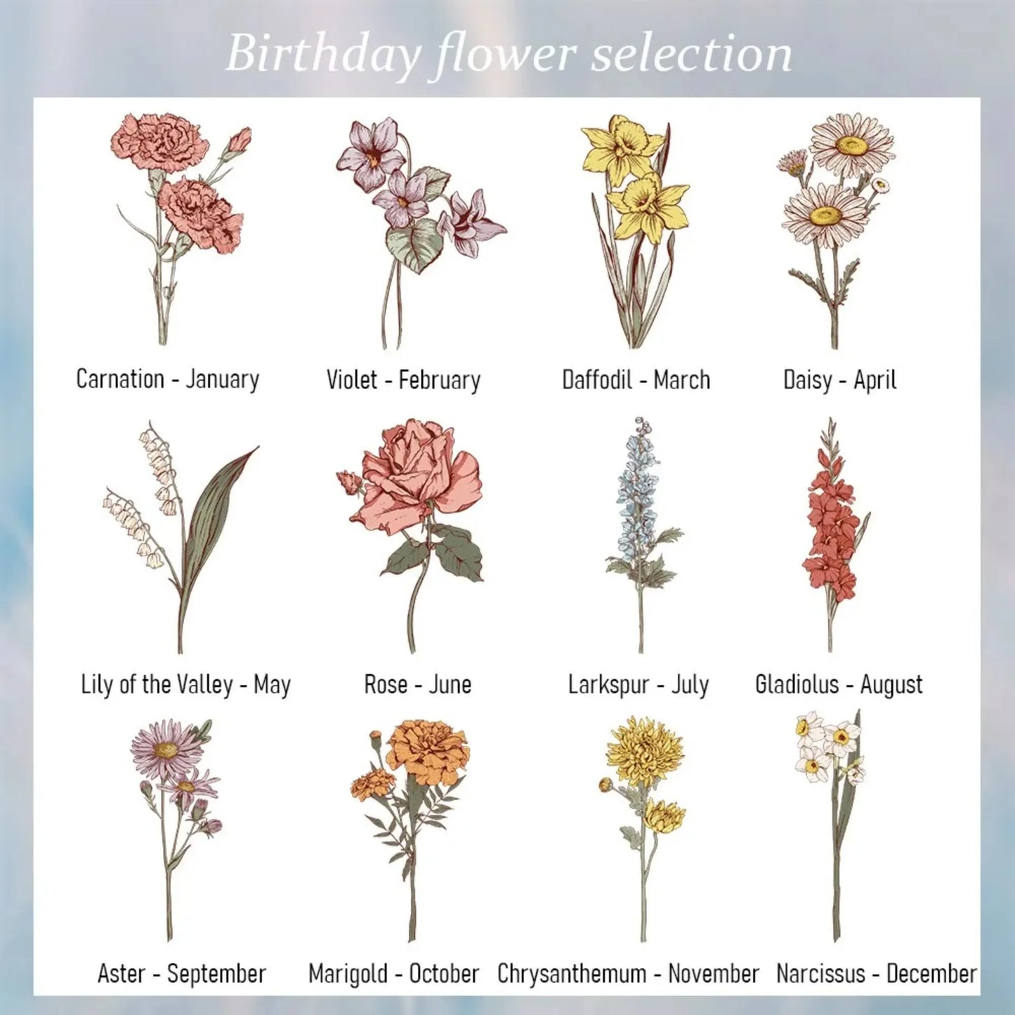 Name Birth Flower Vegan Leather Mini Travel Diary with Pen