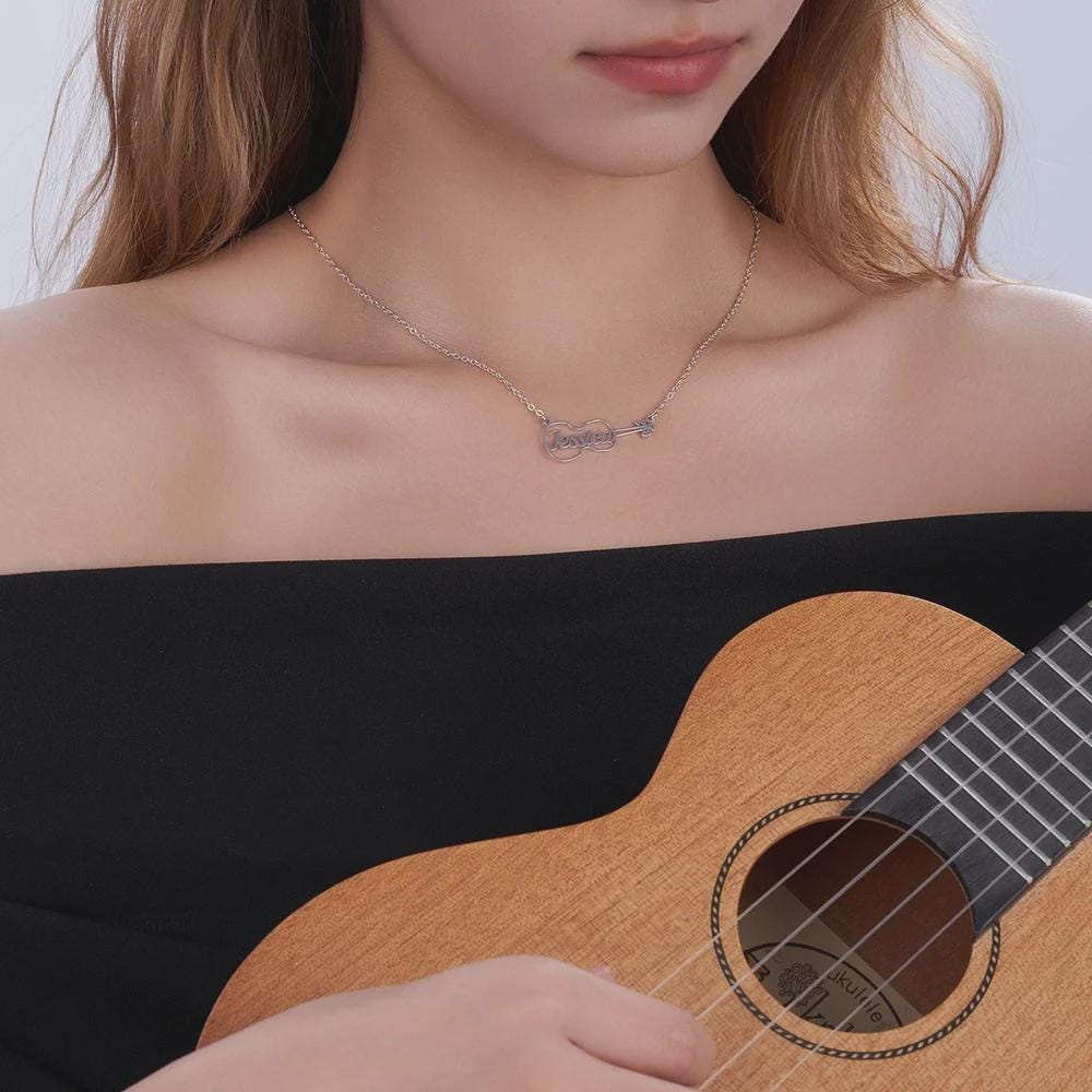 Personalized Name Violin Pendant Necklace