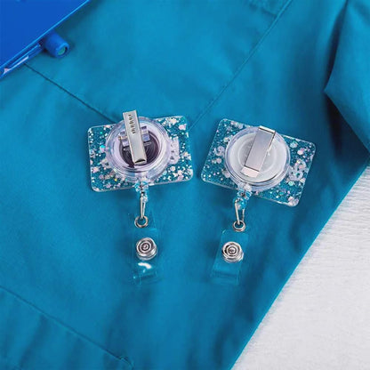 Personalized Glitter Badge Reel with Gemstone