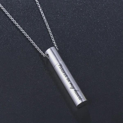 Custom Engraved Cylinder Urn Necklace for Ashes