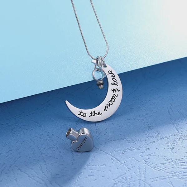 Love You To the Moon & Back Urn Necklace for Ashes