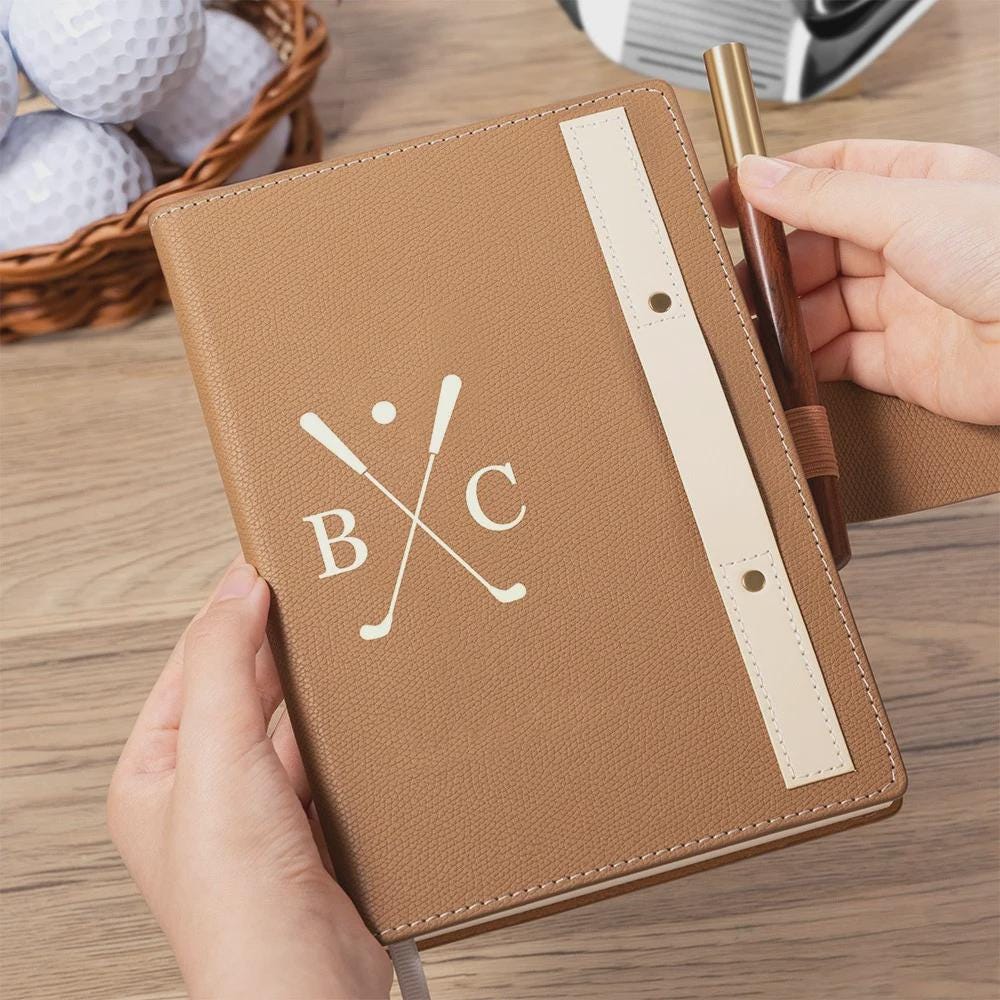 Personalized Golf Notebook with Initials & Wooden Pen