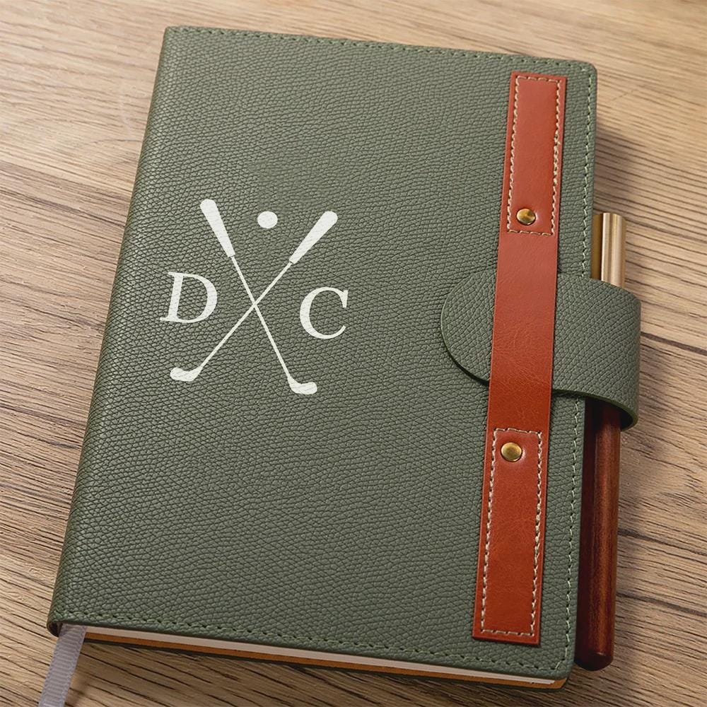 Personalized Golf Notebook with Initials & Wooden Pen