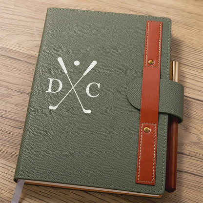 Personalized Golf Notebook with Initials & Wooden Pen