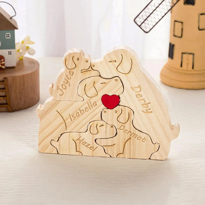 Personalized Wooden Dog Family Puzzle Sign