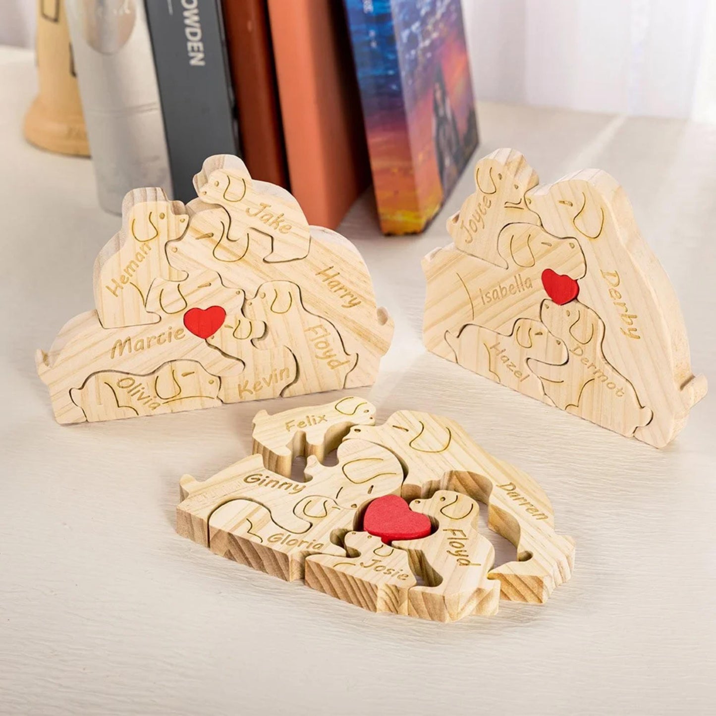 Personalized Wooden Dog Family Puzzle Sign