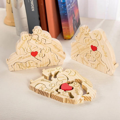Personalized Wooden Dog Family Puzzle Sign