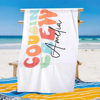 Personalized Cousin Crew Beach Towel Quick Dry Multicolor