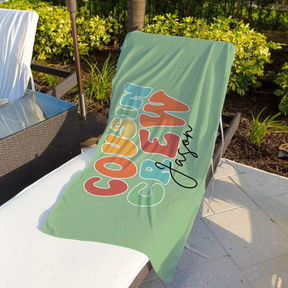 Personalized Cousin Crew Beach Towel Quick Dry Multicolor