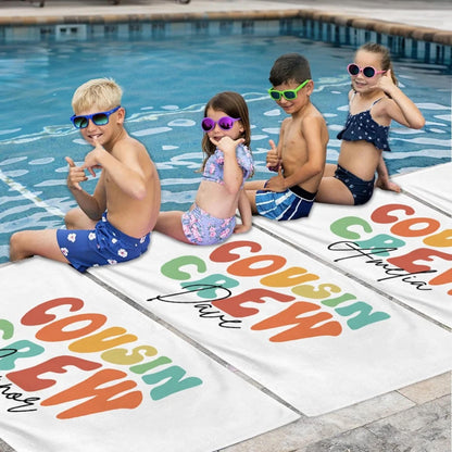 Personalized Cousin Crew Beach Towel Quick Dry Multicolor