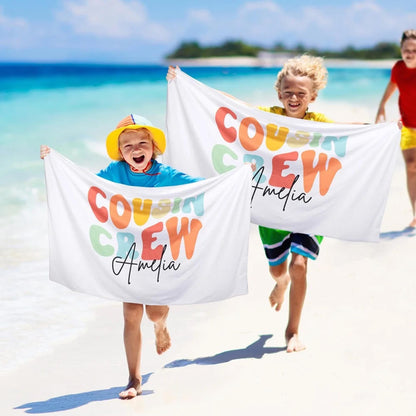 Personalized Cousin Crew Beach Towel Quick Dry Multicolor