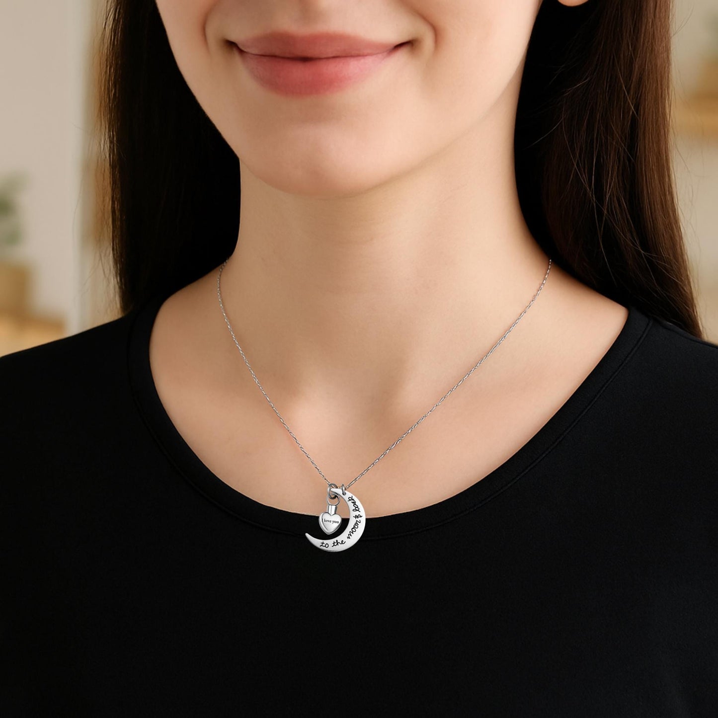 Love You To the Moon & Back Urn Necklace for Ashes