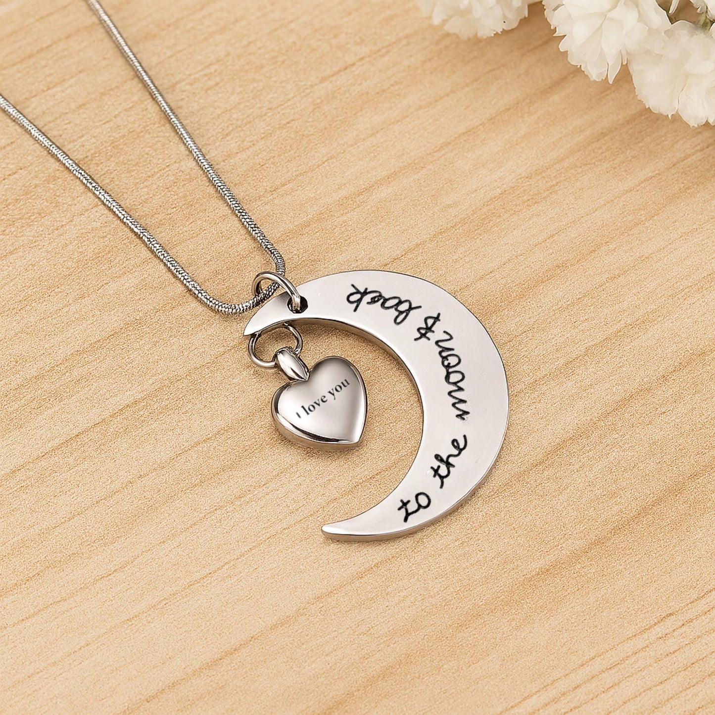 Love You To the Moon & Back Urn Necklace for Ashes