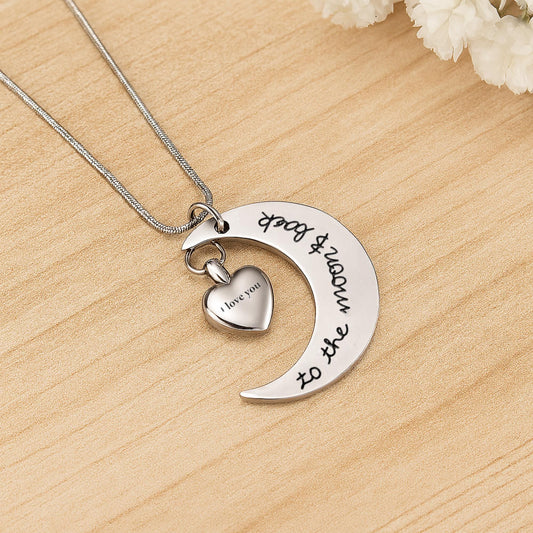 Love You To the Moon & Back Urn Necklace for Ashes