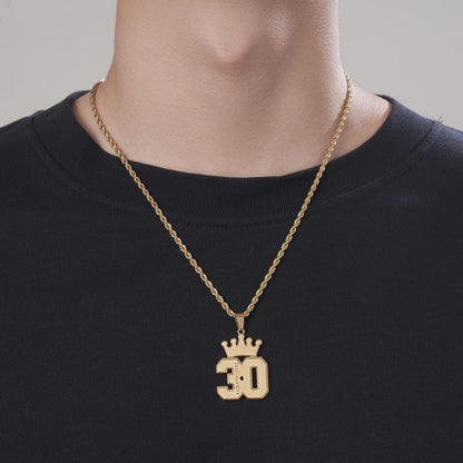 Personalized Name and Number Crown Necklace