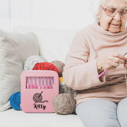 Set of 9 Personalized Crochet Hooks with Pouch Holder