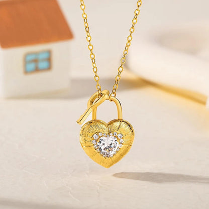 Personalized Photo Heart Lock Necklace with Birthstone