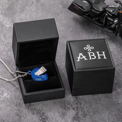 Custom Engraved Motorcycle Helmet Necklace