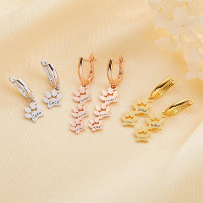Personalized Dog Paw Print Huggie Earrings