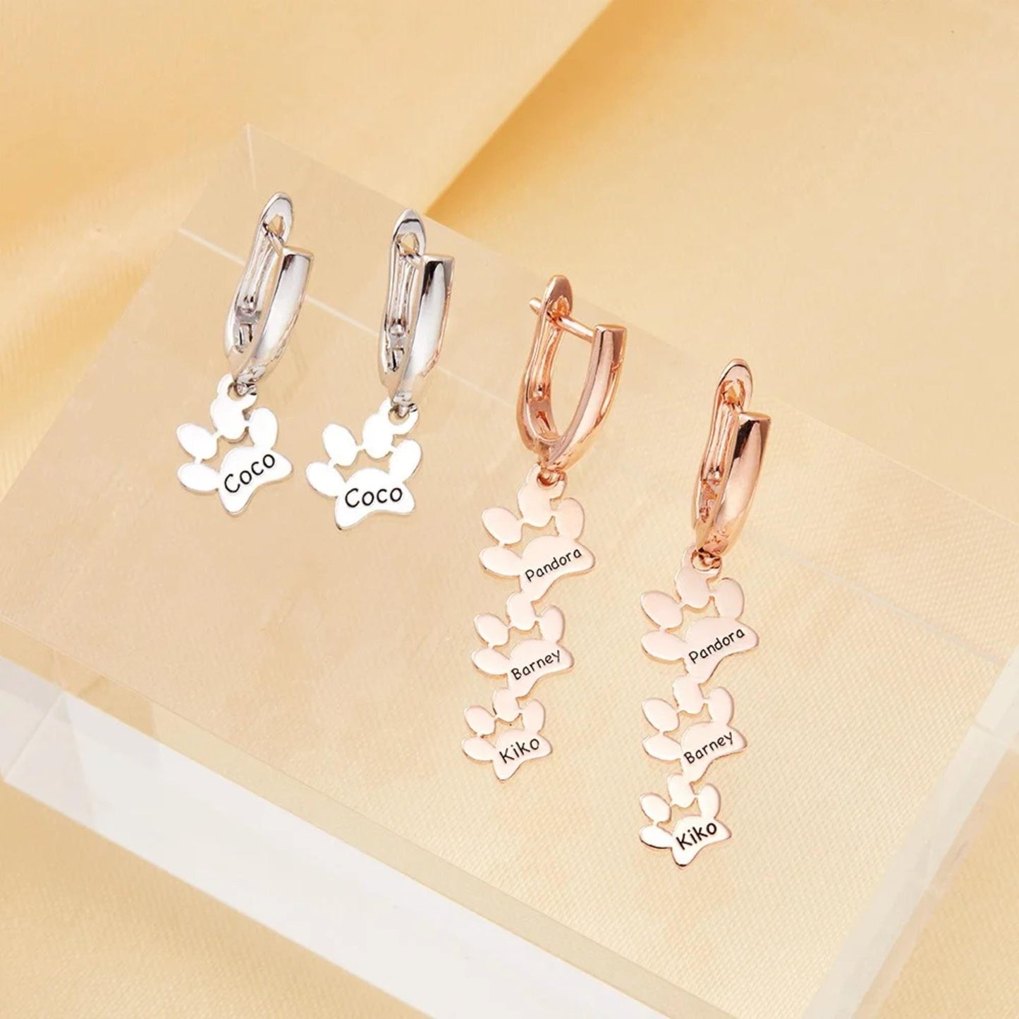 Personalized Dog Paw Print Huggie Earrings