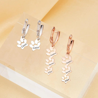 Personalized Dog Paw Print Huggie Earrings