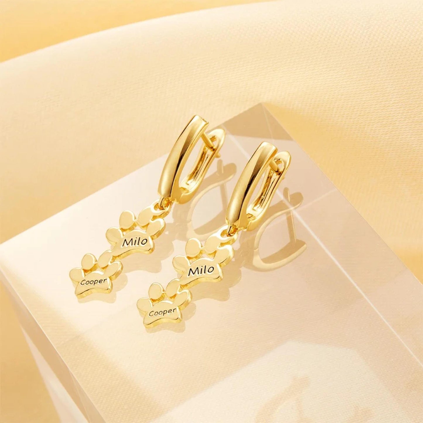 Personalized Dog Paw Print Huggie Earrings