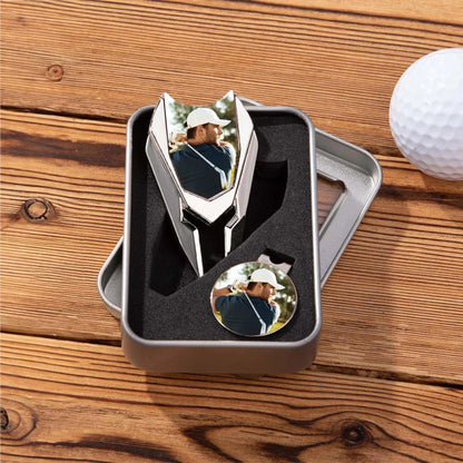 Custom Photo Golf Divot Repair Tool & Magnetic Ball Marker Set