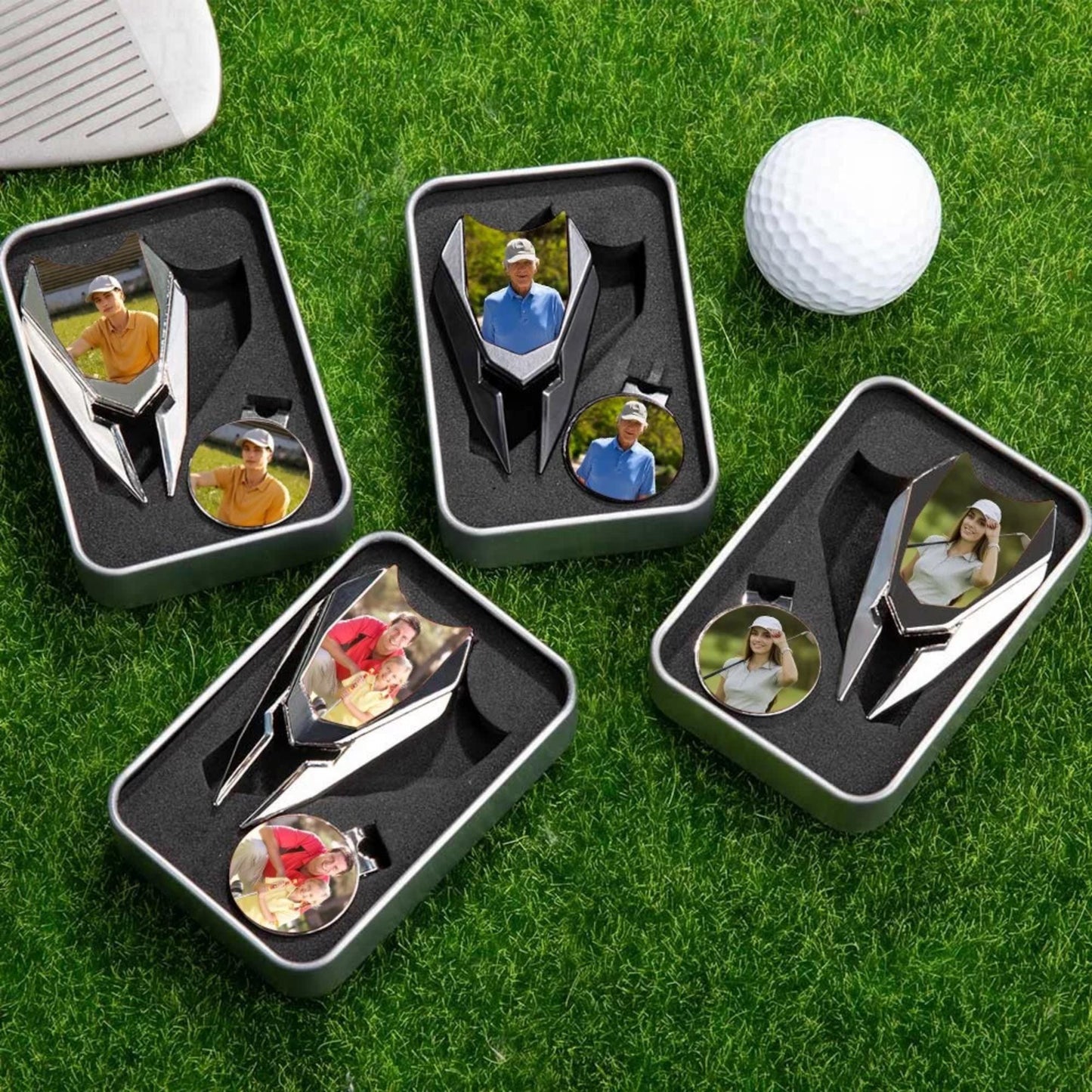 Custom Photo Golf Divot Repair Tool & Magnetic Ball Marker Set