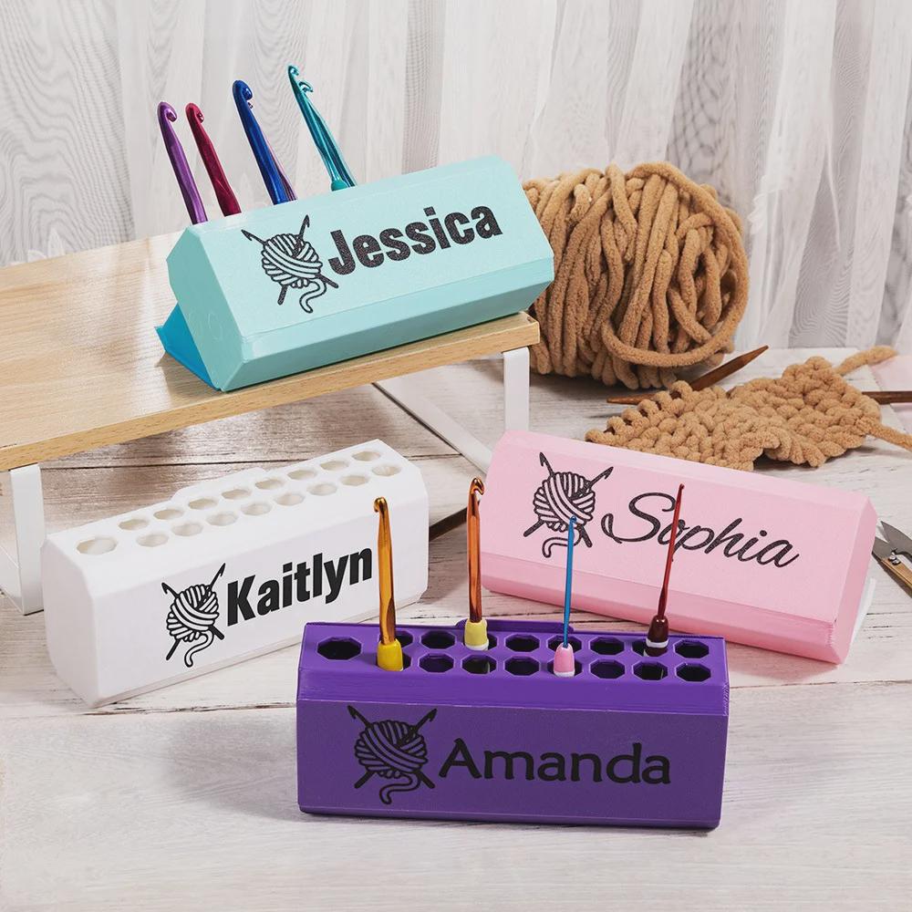 Custom Name Crochet Holder for 17 Hooks