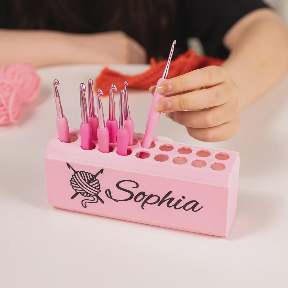 Custom Name Crochet Holder for 17 Hooks