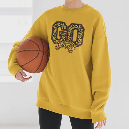 Personalized Name Leopard Print Go Team Sweatshirt