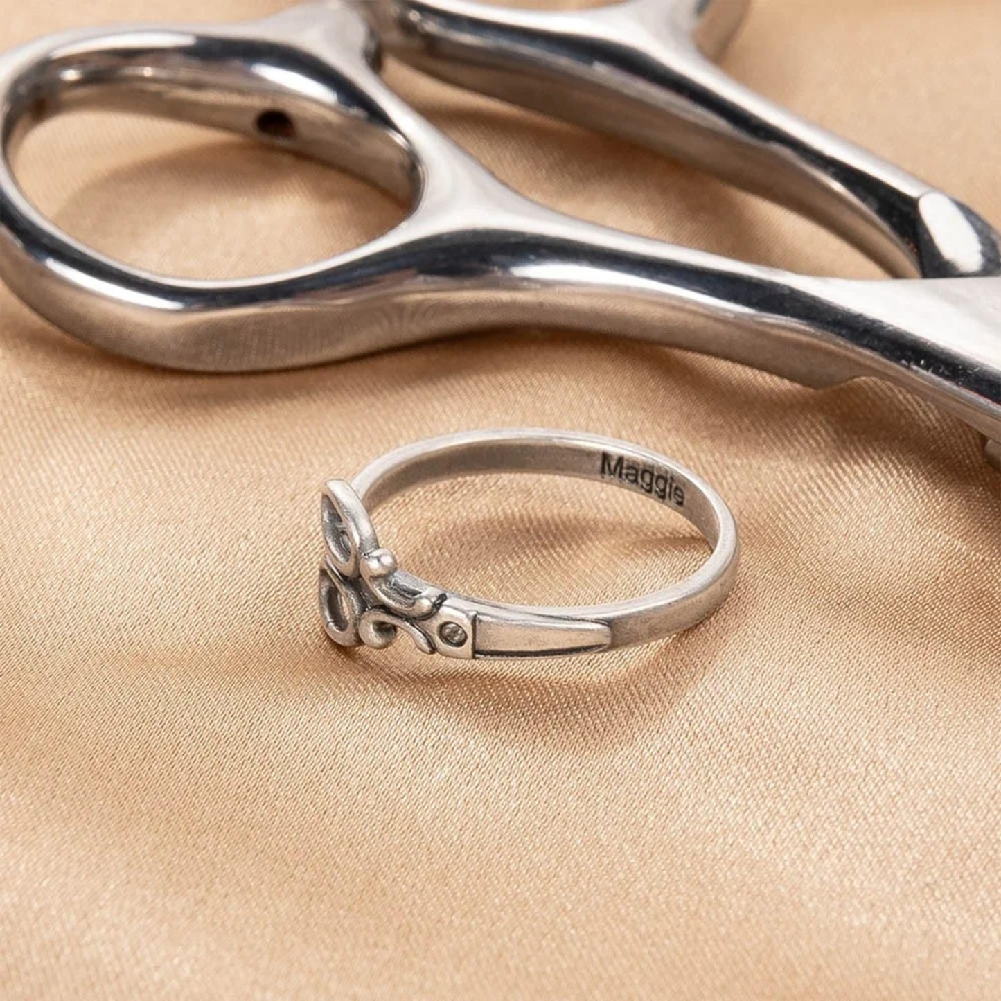 Personalized Hairdresser Scissor Ring with Name