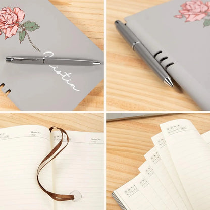 Name Birth Flower Vegan Leather Mini Travel Diary with Pen