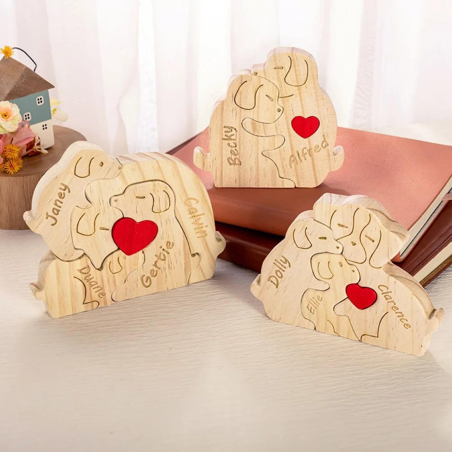 Personalized Wooden Dog Family Puzzle Sign