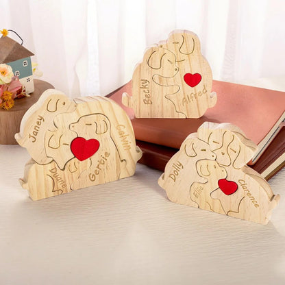 Personalized Wooden Dog Family Puzzle Sign