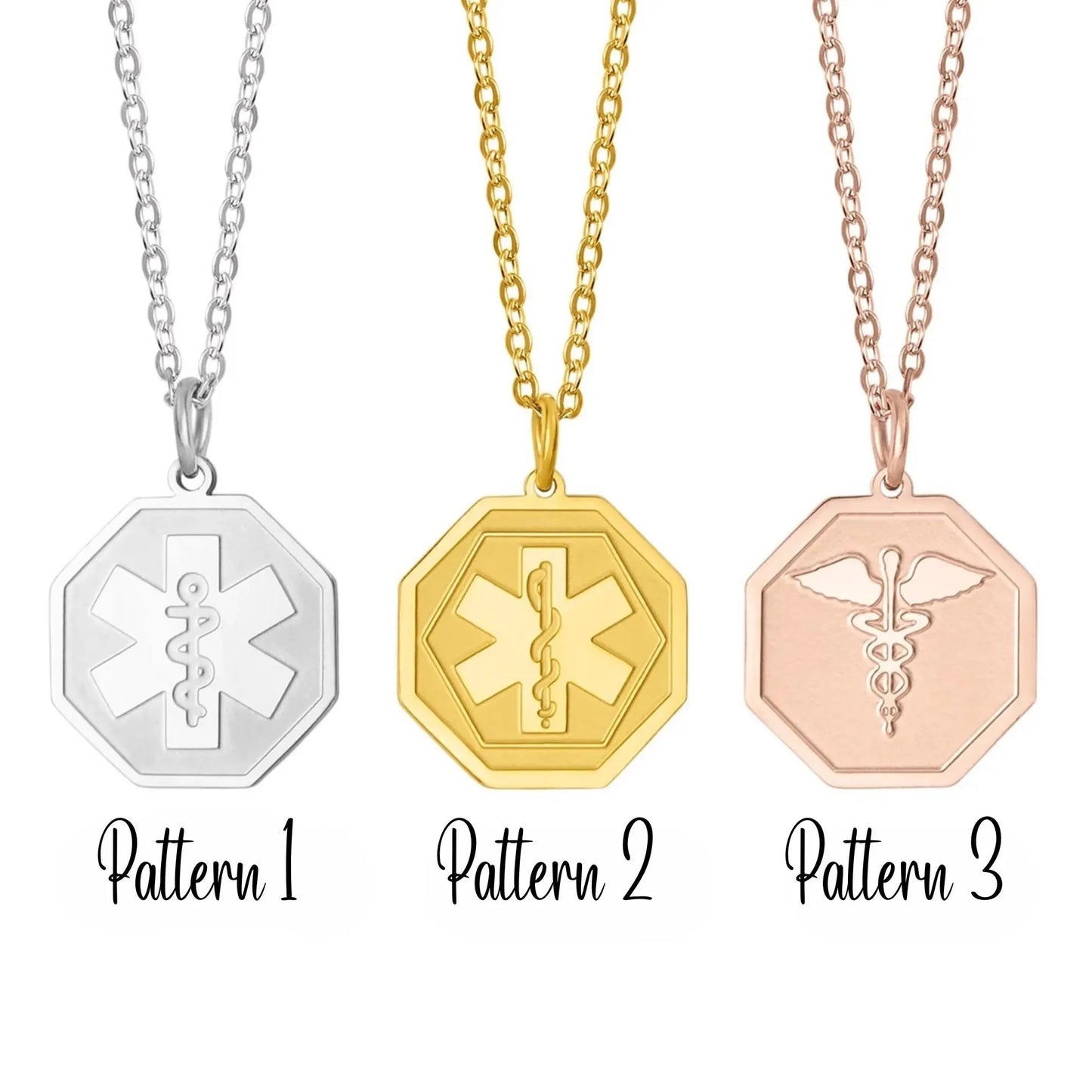 Medical Alert Pendant Necklace - Pattern Options