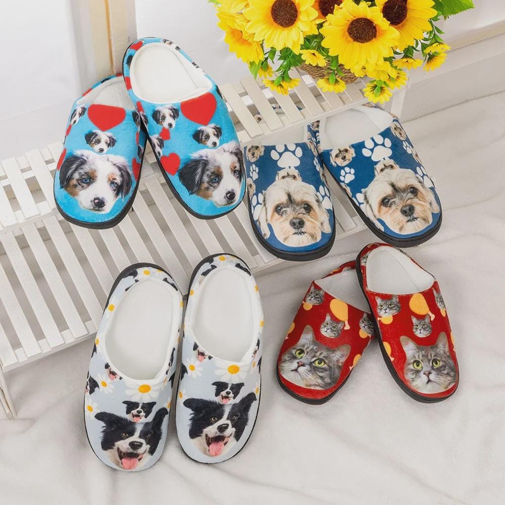 Personalized Pet Photo Cotton Slippers for Women