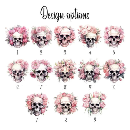 Personalized Floral Skull Halloween Tote Bag
