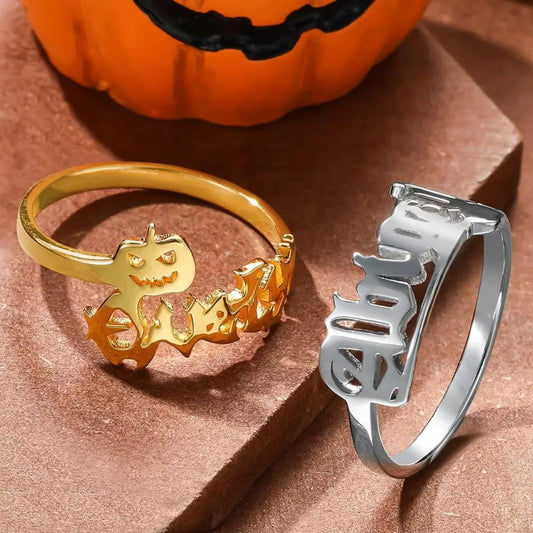 Personalized Halloween Spooky Name Ring