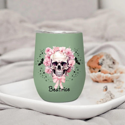 Personalized 12oz Floral Skull Halloween Tumbler