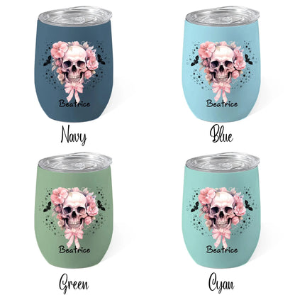 Personalized 12oz Floral Skull Halloween Tumbler