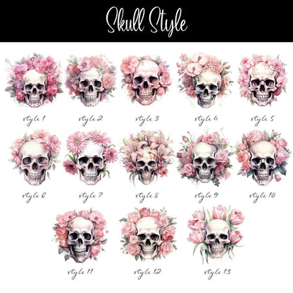 Personalized 12oz Floral Skull Halloween Tumbler